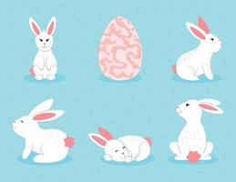 påsk kaniner ikoner vektor