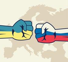 Ukraine und Russland Kriegsfäuste vektor
