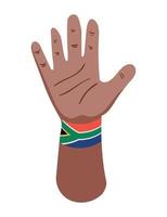 Hand opem mit Südafrika-Flagge vektor