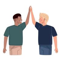 interracial vänner skakar hand vektor