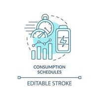 Verbrauchspläne türkisfarbenes Konzeptsymbol. energiestrategie keystone abstrakte idee dünne linie illustration. isolierte Umrisszeichnung. editierbarer Strich. vektor