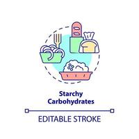 Konzeptsymbol für stärkehaltige Kohlenhydrate. Produkt mit Kohlenhydraten. tipp für vegane lebensstil abstrakte idee dünne linienillustration. isolierte Umrisszeichnung. editierbarer Strich. vektor