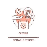 Off-Time-Terrakotta-Konzept-Symbol. barriere für den zugang zur grundversorgung abstrakte idee dünne linie illustration. Burnout-Gefahr. isolierte Umrisszeichnung. editierbarer Strich. vektor