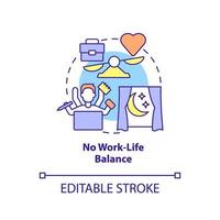 kein Symbol für das Work-Life-Balance-Konzept. Überarbeitung. zeichen der abstrakten idee des giftigen arbeitsplatzes dünne linie illustration. isolierte Umrisszeichnung. editierbarer Strich. vektor