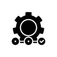 Schwarzes Glyphen-Symbol für die Lieferkette. Lieferung von Waren und Dienstleistungen. Logistikverwaltung. Transport von Produkten. Schattenbildsymbol auf Leerraum. solides Piktogramm. vektor isolierte illustration