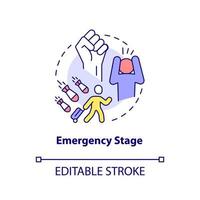 Symbol für das Konzept der Notstufe. Umgang mit traumatischen Erfahrungen. ptsd behandlung abstrakte idee dünne linie illustration. isolierte Umrisszeichnung. editierbarer Strich. vektor