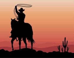 Cowboy Lassoing mit Kaktus vektor