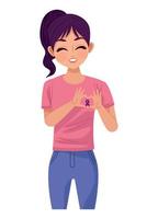 glückliches Mädchen mit rosa Schleife vektor