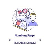 Symbol für das Konzept der betäubenden Phase. emotionaler Zustand des Patienten. ptsd behandlung abstrakte idee dünne linie illustration. isolierte Umrisszeichnung. editierbarer Strich. vektor