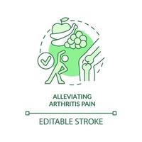 Symbol für das grüne Konzept zur Linderung von Arthritis-Schmerzen. Symptome lindern. vegane Ernährung profitieren abstrakte Idee dünne Linie Illustration. isolierte Umrisszeichnung. editierbarer Strich. vektor