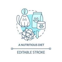 Nahrhafte Diät Türkis Konzept Symbol. richtige Haustierpflege Routine abstrakte Idee dünne Linie Illustration. gesunde Leckereien. isolierte Umrisszeichnung. editierbarer Strich vektor