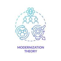 Symbol für das blaue Verlaufskonzept der Modernisierungstheorie. sozialer Fortschritt und Entwicklung. Welt verarbeitet abstrakte Idee dünne Linie Illustration. isolierte Umrisszeichnung vektor