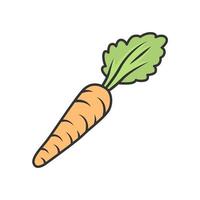 Symbol für Karottenfarbe. landwirtschaftliche Anlage. Salat Zutat. Gemüsefarm. Vitamin. vegetarische und vegane Ernährung. Bio-Lebensmittel. gesundes Essen. Suppe und Diät. Grün. isolierte vektorillustration vektor