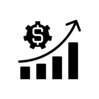 Budget schwarzes Glyphen-Symbol. geschätzte Einnahmen. Einnahmen und Ausgaben verfolgen. Finanzen organisieren. Ausgabenplan. Schattenbildsymbol auf Leerraum. solides Piktogramm. vektor isolierte illustration