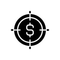 Finanzziel schwarzes Glyphen-Symbol. Geld Management. Investitionsziel. Budget festlegen. persönlicher Finanzfahrplan. Schattenbildsymbol auf Leerraum. solides Piktogramm. vektor isolierte illustration