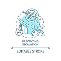 förhindra eskalering turkos konceptikon. post-konflikt återuppbyggnad abstrakt idé tunn linje illustration. isolerade konturritning. redigerbar linje. vektor