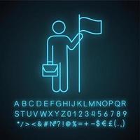 Symbol für Neonlicht für geschäftliche Erfolge. beruflicher Erfolg. Geschäftsauftrag erfüllt. Ziel erreichen. leuchtendes zeichen mit alphabet, zahlen und symbolen. vektor isolierte illustration