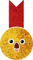 Cartoon-Goldmedaille im Retro-Illustrationsstil vektor