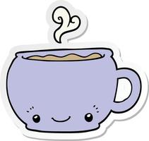 Aufkleber einer Cartoon heißen Tasse Kaffee vektor