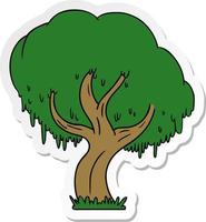 Aufkleber-Cartoon-Doodle eines grünen Baums vektor