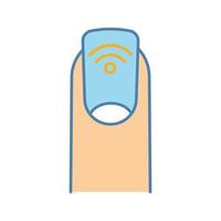 NFC-Maniküre-Farbsymbol. Nahfeld Fingernagel. RFID-Aufkleber. Nail NFC-Tag. berührungslose Technologie. isolierte Vektorillustration vektor