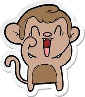 Aufkleber eines Cartoon lachenden Affen vektor