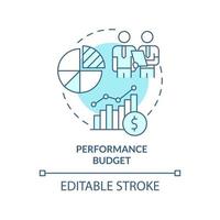 prestanda budget turkos koncept ikon. ekonomiskt program. budgetering typ abstrakt idé tunn linje illustration. isolerade konturritning. redigerbar linje. vektor