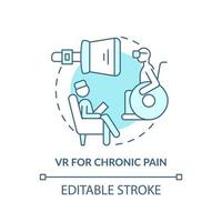 vr för kronisk smärta turkos konceptikon. terapeutisk effekt. mental hälsa trend abstrakt idé tunn linje illustration. isolerade konturritning. redigerbar linje. vektor