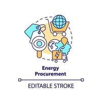 energiupphandling koncept ikon. strategisk energiplan abstrakt idé tunn linje illustration. uppfylla affärsbehov. isolerade konturritning. redigerbar linje. vektor