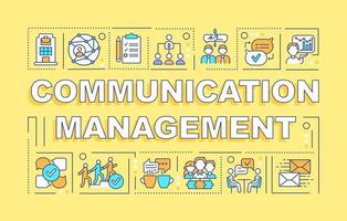 Kommunikationsmanagement-Wortkonzepte gelbe Fahne. Kollegen Interaktion. Infografiken mit Symbolen auf farbigem Hintergrund. isolierte Typografie. Vektorillustration mit Text. vektor