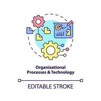 Symbol für Organisationsprozesse und Technologiekonzept. informationssysteme synergie abstrakte idee dünne linie illustration. isolierte Umrisszeichnung. editierbarer Strich. vektor