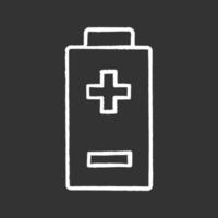 Batterie mit Kreidesymbol für Plus- und Minuszeichen. aufladen. Batteriestandsanzeige. isolierte vektortafelillustrationen