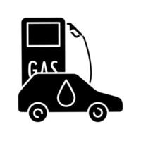 Tankstellen-Glyphen-Symbol. Benzinpumpe. Benzinstand. Tankstelle. Silhouettensymbol. negativer Raum. vektor isolierte illustration