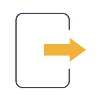 Glyph-Farbsymbol für die Schaltfläche „Beenden“. Ausloggen. Datei senden. Schattenbildsymbol auf weißem Hintergrund ohne Umriss. negativer Raum. Vektor-Illustration vektor