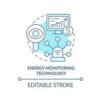 Symbol für das türkisfarbene Konzept der Energieüberwachungstechnologie. Energiestrategie Teil abstrakte Idee dünne Linie Abbildung. isolierte Umrisszeichnung. editierbarer Strich. vektor