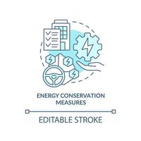 Energieeinsparungsmaßnahmen türkisfarbenes Konzeptsymbol. Energieressourcenplan abstrakte Idee dünne Linie Abbildung. isolierte Umrisszeichnung. editierbarer Strich. vektor