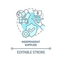 Symbol für das türkisfarbene Konzept eines unabhängigen Lieferanten. Energiestrategie Teil abstrakte Idee dünne Linie Illustration. Strom kaufen. isolierte Umrisszeichnung. editierbarer Strich. vektor