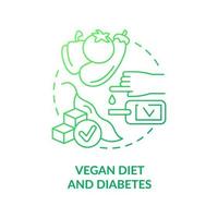 vegane Ernährung und grünes Farbverlauf-Konzeptsymbol für Diabetes. Blutzuckerspiegel. Veganismus und Krankheit abstrakte Idee dünne Linie Illustration. isolierte Umrisszeichnung. vektor