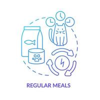 Symbol für das blaue Farbverlaufskonzept für regelmäßige Mahlzeiten. Hauskatze gesund halten abstrakte Idee dünne Linie Illustration. normale Ernährung. Dosen Essen. isolierte Umrisszeichnung. vektor