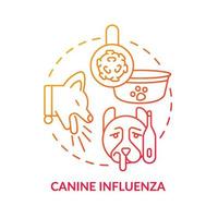 hundinfluensa röd gradient konceptikon. vanligt hälsoproblem för hundar abstrakt idé tunn linje illustration. hundinfluensaliknande sjukdom. isolerade konturritning. vektor