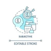 subjektiv turkos konceptikon. information typ abstrakt idé tunn linje illustration. uttrycka personlig åsikt. isolerade konturritning. redigerbar linje. vektor