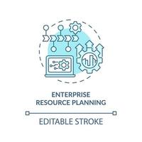 Symbol für das türkisfarbene Konzept der Unternehmensressourcenplanung. informationssysteme abstrakte idee dünne linie illustration. isolierte Umrisszeichnung. editierbarer Strich. vektor