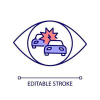 Zeuge eines schrecklichen Verkehrsunfalls RGB-Farbsymbol. Fixierung des Moments der Autokollision. Extremereignis auf der Straße. isolierte Vektorillustration. einfache gefüllte Strichzeichnung. editierbarer Strich. vektor