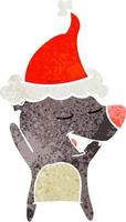 Retro-Karikatur eines Bären mit Weihnachtsmütze vektor