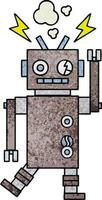 Retro-Grunge-Textur Cartoon fehlerhafter Roboter vektor