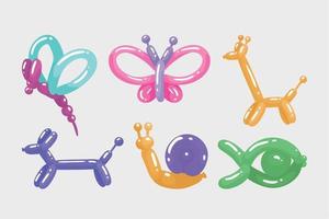 sechs tiere ballons symbole