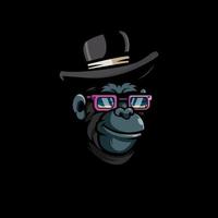 cool gorilla med glasögon och hatt vektor