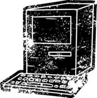 grunge ikon ritning av en dator och tangentbord vektor