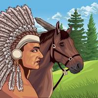 männlicher Eingeborener mit Pferd vektor