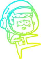 Kalte Gradientenlinie Zeichnung Cartoon müder Astronaut vektor